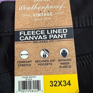 Weatherproof Black Fleece Lined Cargo Pants